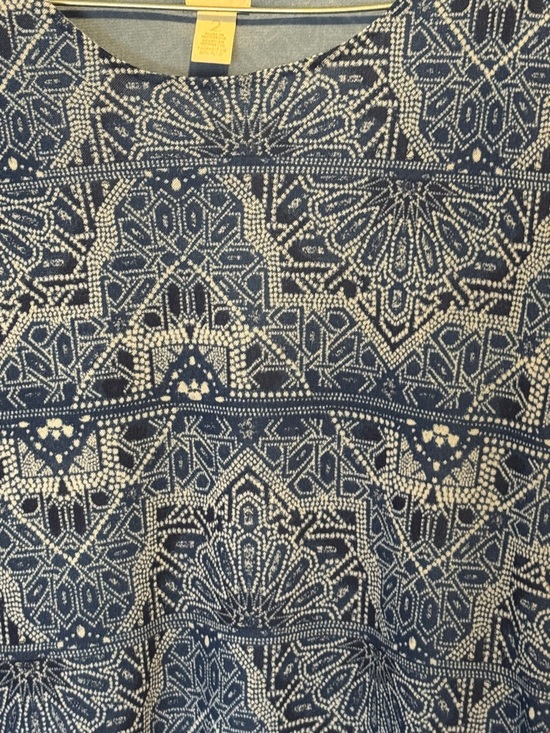 Chico's Navy and Light Blue Geometric Print Long-Sleeve Top - Picture 2 of 5